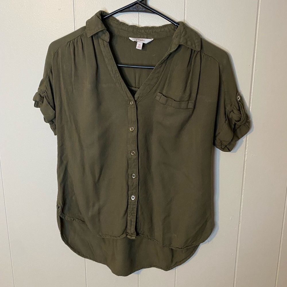 Button Down Military Green Shirt
